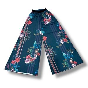 California MoonRise Size S Floral Wide Leg Pull-On Palazzo Pants Boho Festival